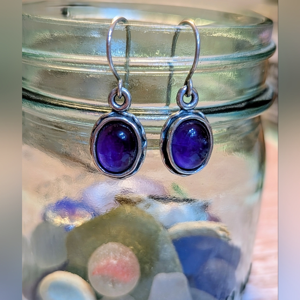 Silpada Sterling Silver Amethyst Gemstone Dangle Earrings W1277 - Picture 2 of 7